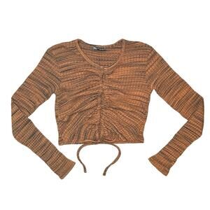 Zara Ruched Crop Cutout Top